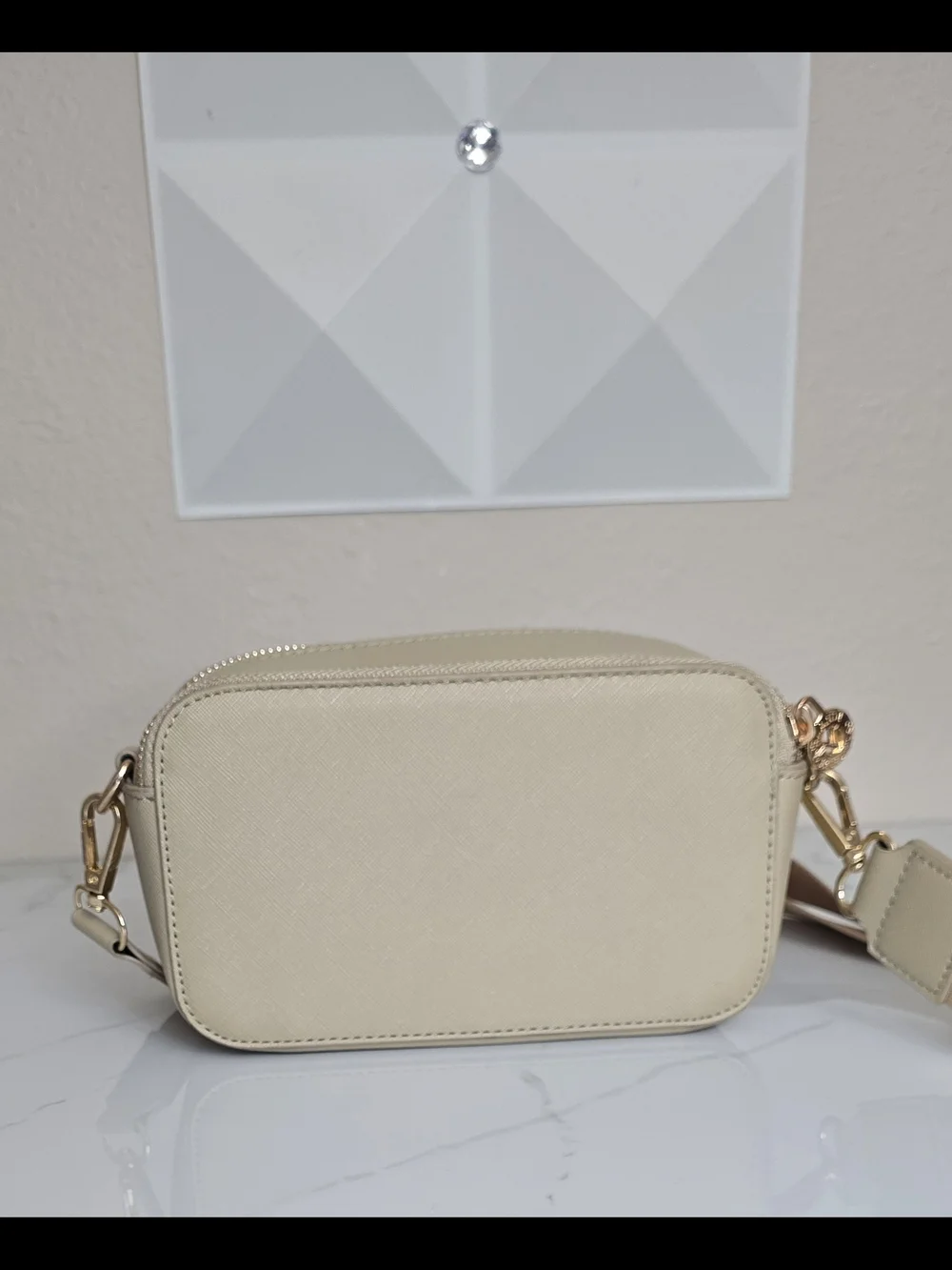 Valentino Orlandi Beige Studded Camera Crossbody Bag Gold Hardware Italy